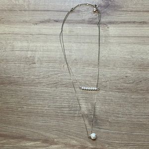 J. Crew Factory two layer fake pearl and gold necklace